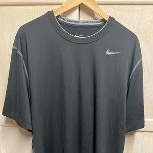 Mens Nike Pro Combat Fitted Dri-Fit Black Short Sleeve Shirt Sz XXL